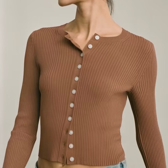 Everlane Sweaters - NWT Everlane The Ribbed Cropped Cardigan - Cocoa Brown